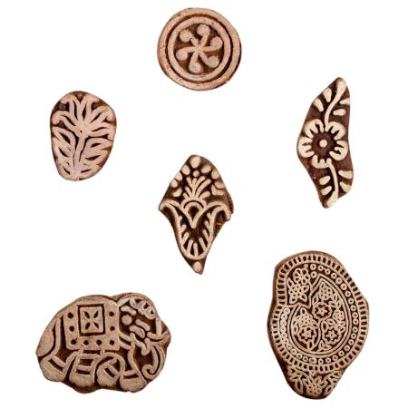 Set of 6 Piece New Mix Wooden Printing Block